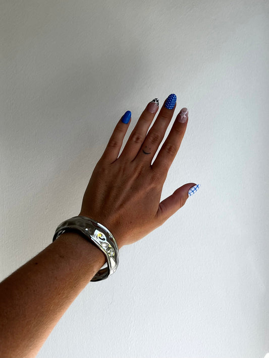 THE TEXTURED BANGLE, hammered stainless steel bracelet with raw textured finish, unisex statement jewelry.